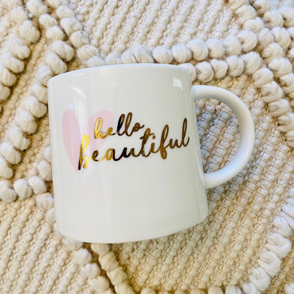 Hello, Beautiful White Big Porcelain Boho Mug ❤️